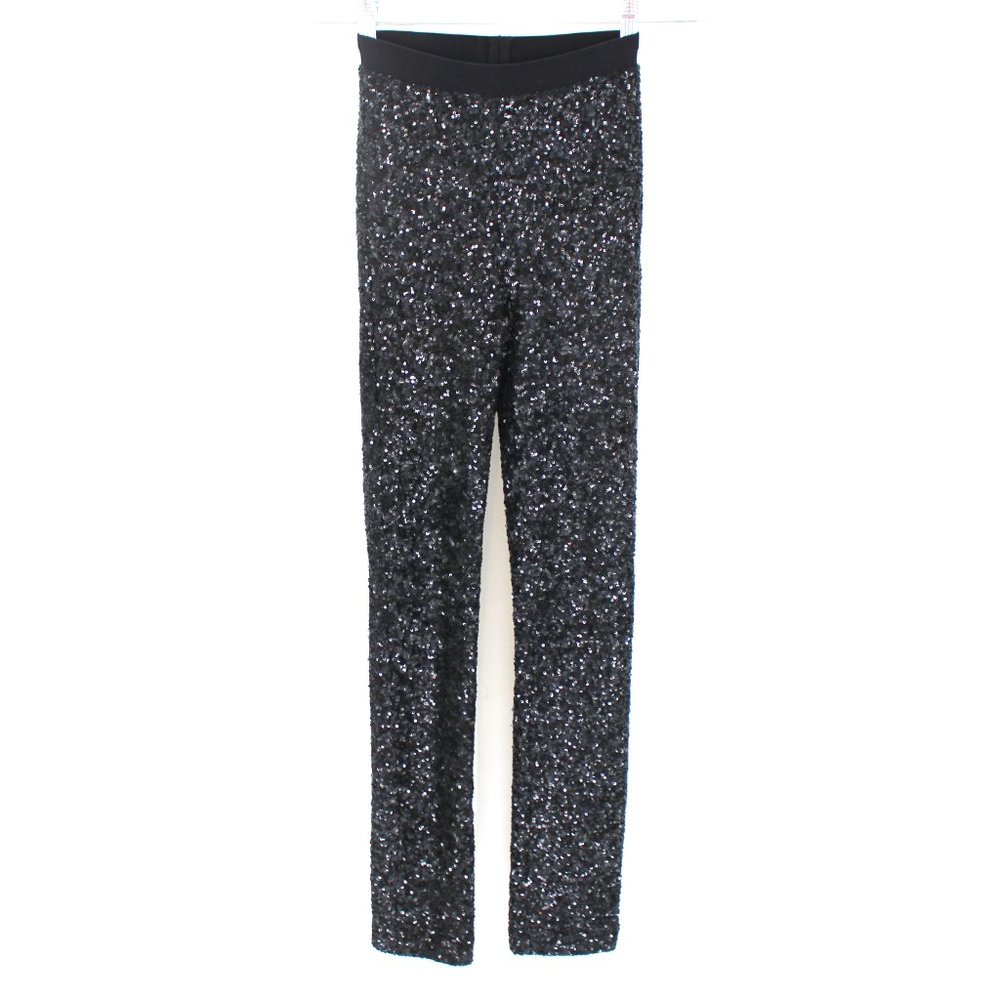Zadig & Voltaire Deluxe Black Sequin Pharrel Legging 34 High Rise Pants X-Small